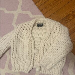 GREY LAB Cream Chunky Knit Cardigan